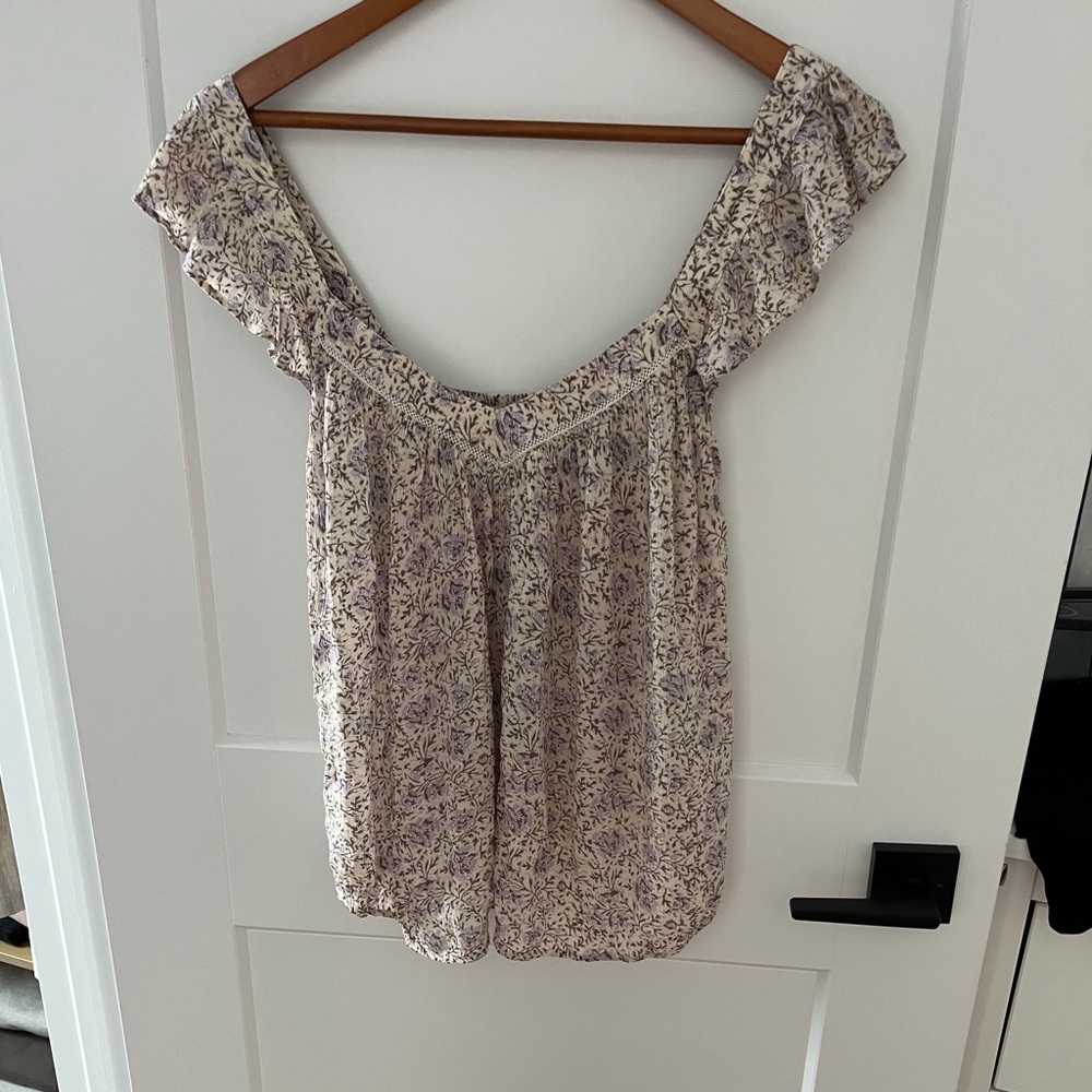 Gentle Fawn Cream and Purple Floral Blouse
